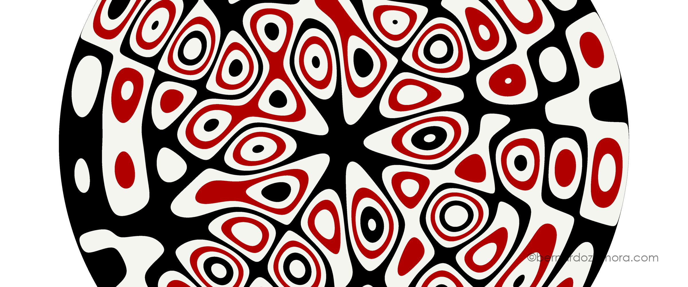 A digital render of a Chladni plate showing geometric vibration patterns in black, red, and white.